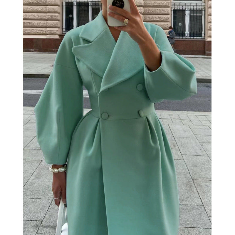 Stylischer Damenmantel mit taillierter Silhouette und Ballonärmeln - 11 - Annoboutique