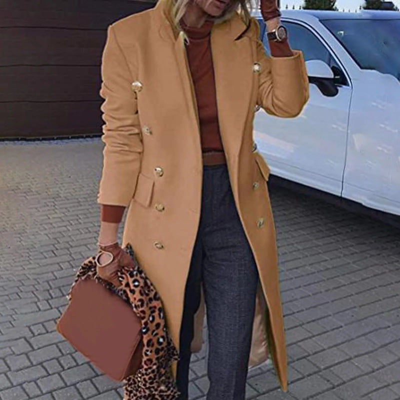 Stylischer Damenmantel im langen Schnitt mit Doppelreiher-Detail - 3 - Annoboutique