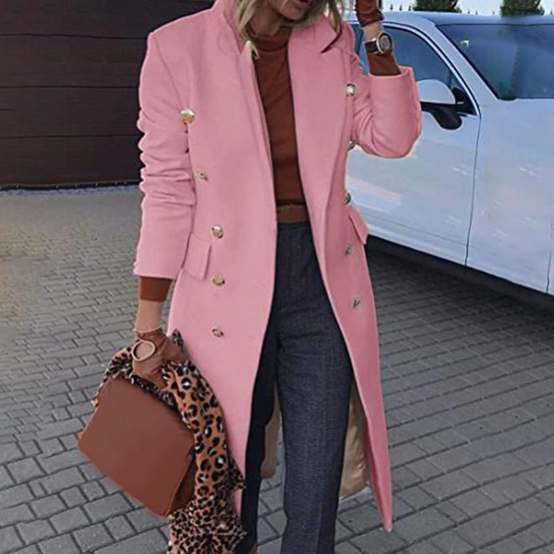 Stylischer Damenmantel im langen Schnitt mit Doppelreiher-Detail - 6 - Annoboutique
