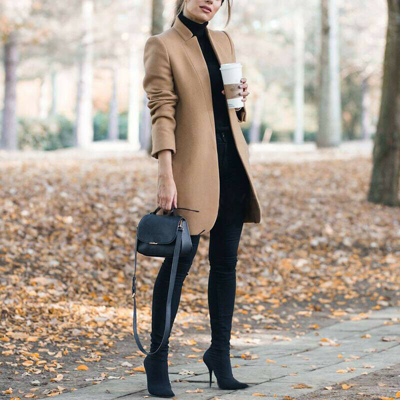 Stylischer Damenmantel mit taillierter Silhouette und Stehkragen - 1 - Annoboutique
