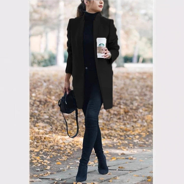 Stylischer Damenmantel mit taillierter Silhouette und Stehkragen - 4 - Annoboutique