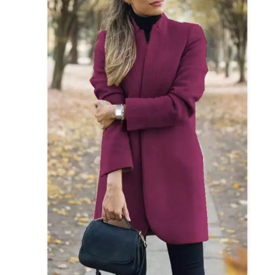 Stylischer Damenmantel mit taillierter Silhouette und Stehkragen - 5 - Annoboutique
