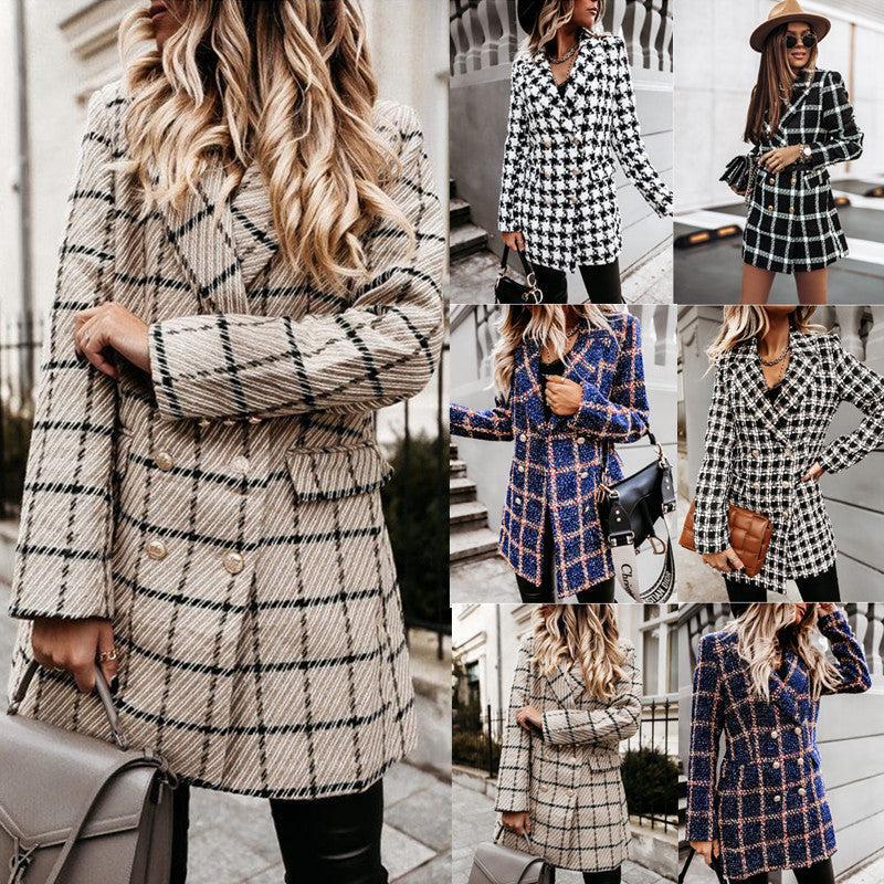 Eleganter Damenblazer im Doppelreiher-Design mit markantem Muster - 2 - Annoboutique