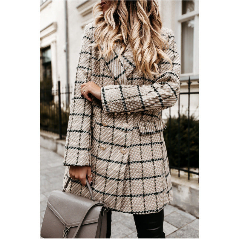 Eleganter Damenblazer im Doppelreiher-Design mit markantem Muster - 5 - Annoboutique