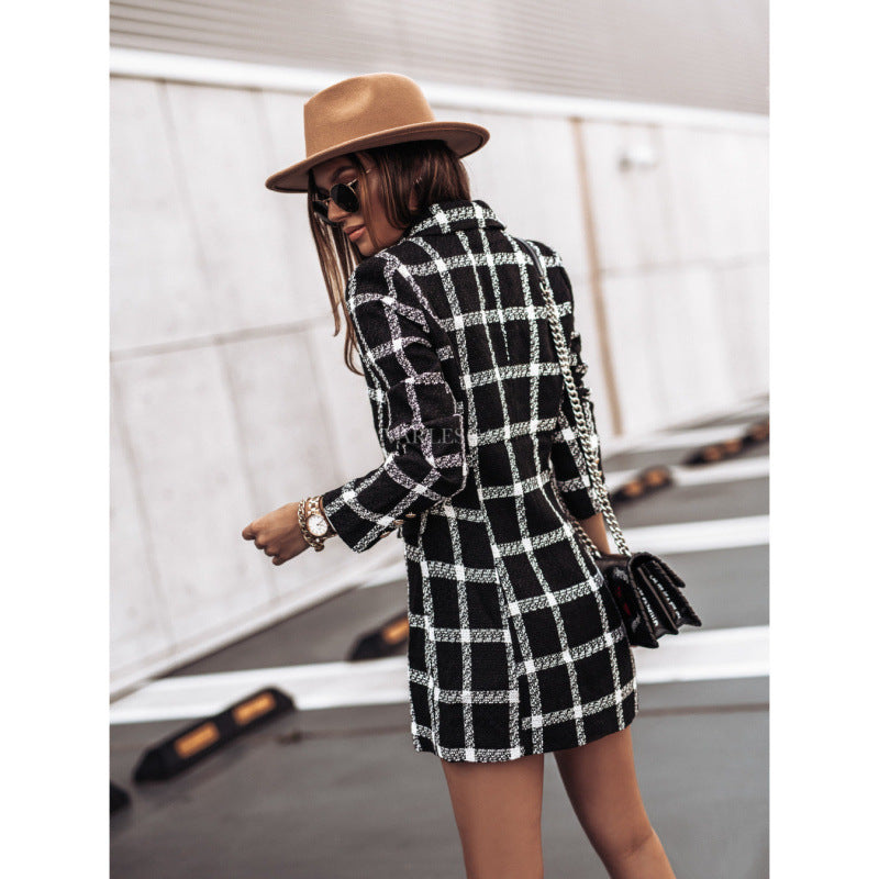 Eleganter Damenblazer im Doppelreiher-Design mit markantem Muster - 6 - Annoboutique