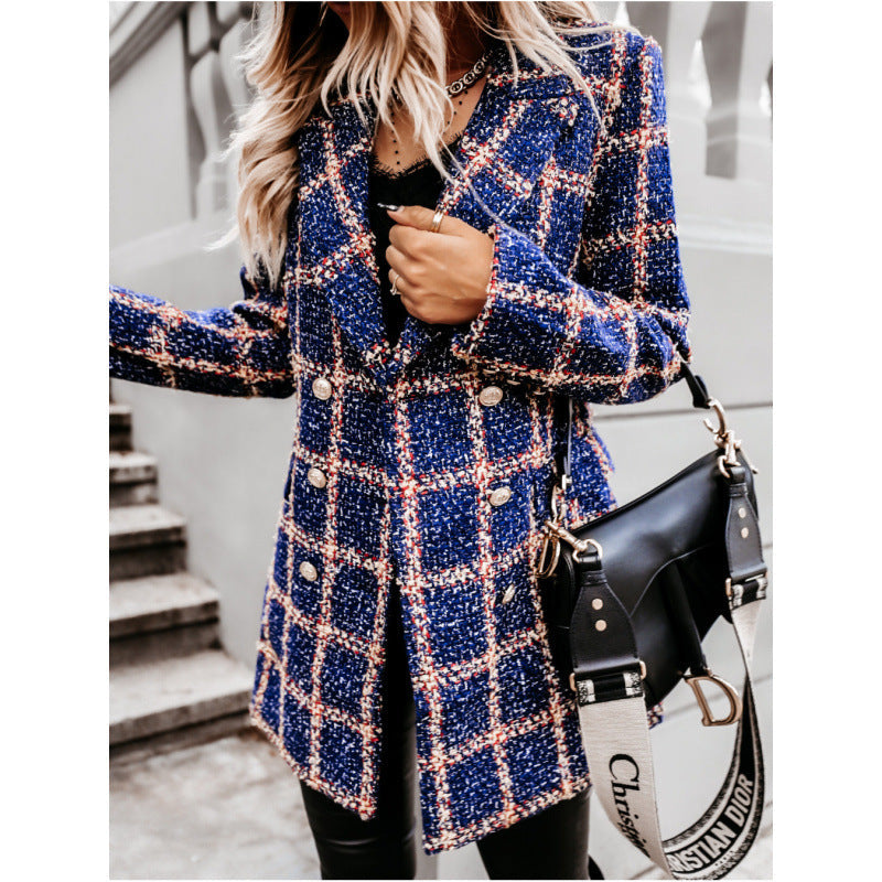 Eleganter Damenblazer im Doppelreiher-Design mit markantem Muster - 8 - Annoboutique