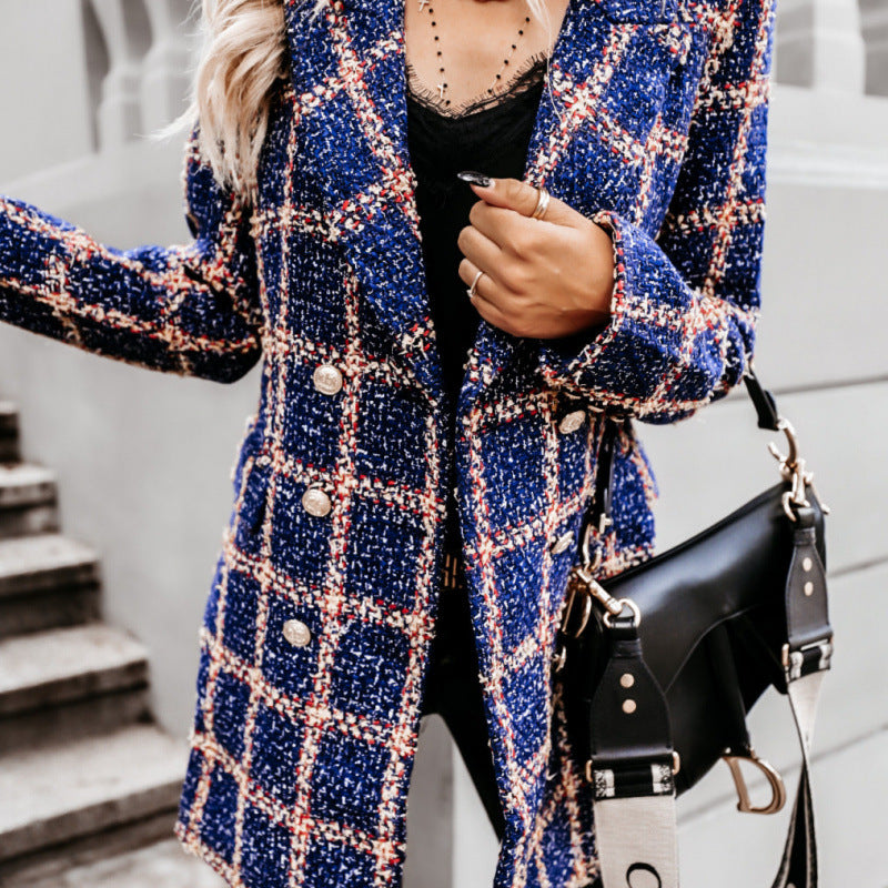 Eleganter Damenblazer im Doppelreiher-Design mit markantem Muster - 10 - Annoboutique
