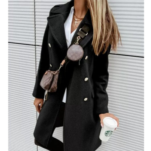 Stilvoller Damen Doppelreiher-Mantel mit modischen Glockenärmeln - 2 - Annoboutique