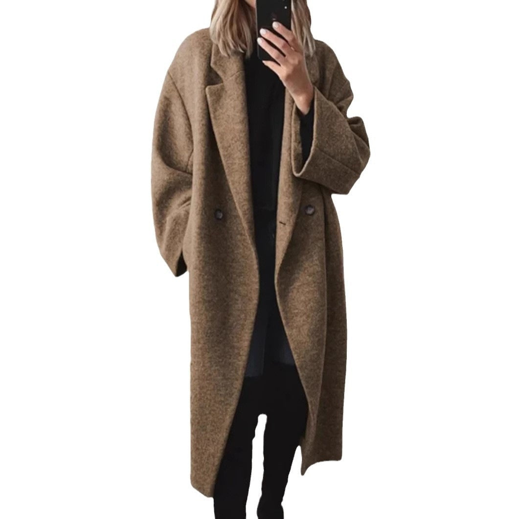 Damen Wollmantel in Übergröße mit stilvollen Knopfdetails - 5 - Annoboutique