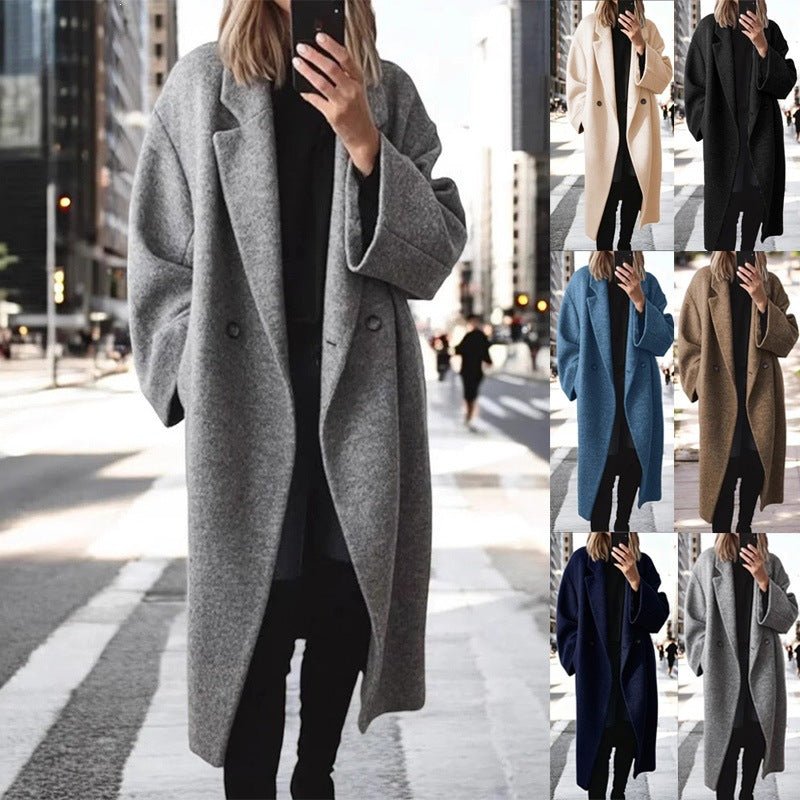 Damen Wollmantel in Übergröße mit stilvollen Knopfdetails - 8 - Annoboutique