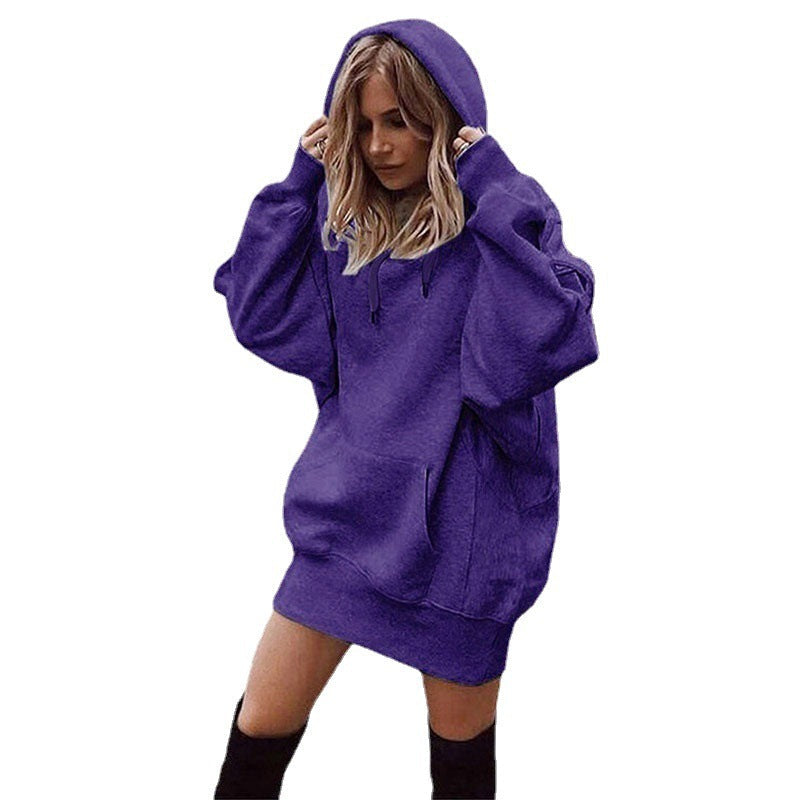 Damen Hoodie Kleid mit lässigem Stil und praktischer Kängurutasche - 2 - Annoboutique