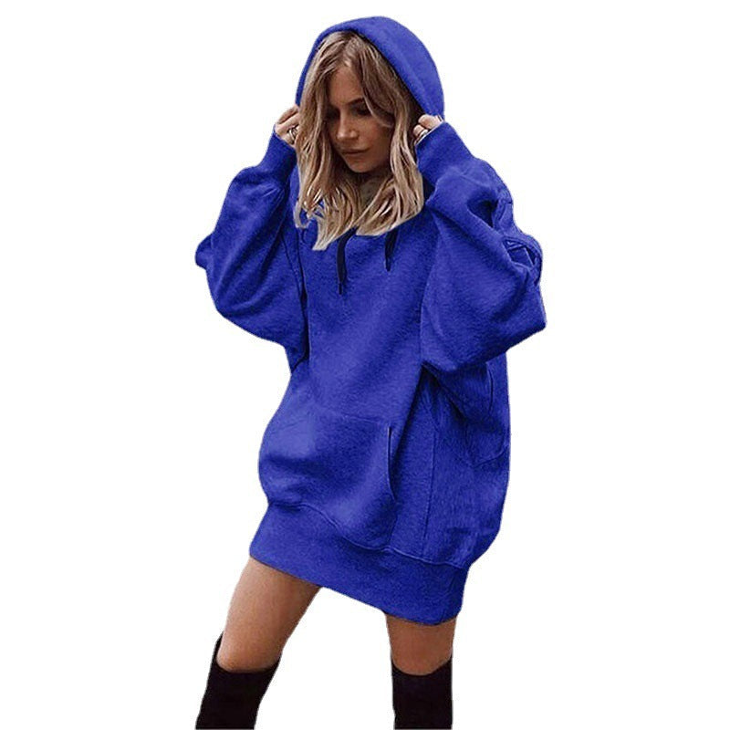 Damen Hoodie Kleid mit lässigem Stil und praktischer Kängurutasche - 8 - Annoboutique