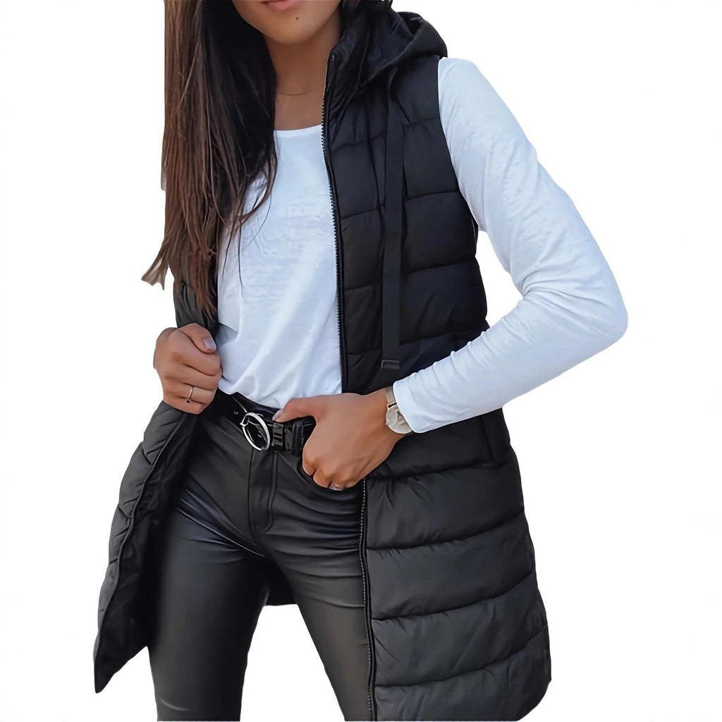 Stilvolle Damenweste im Slim-Fit-Design mit Kapuze und nützlichen Taschen - 3 - Annoboutique