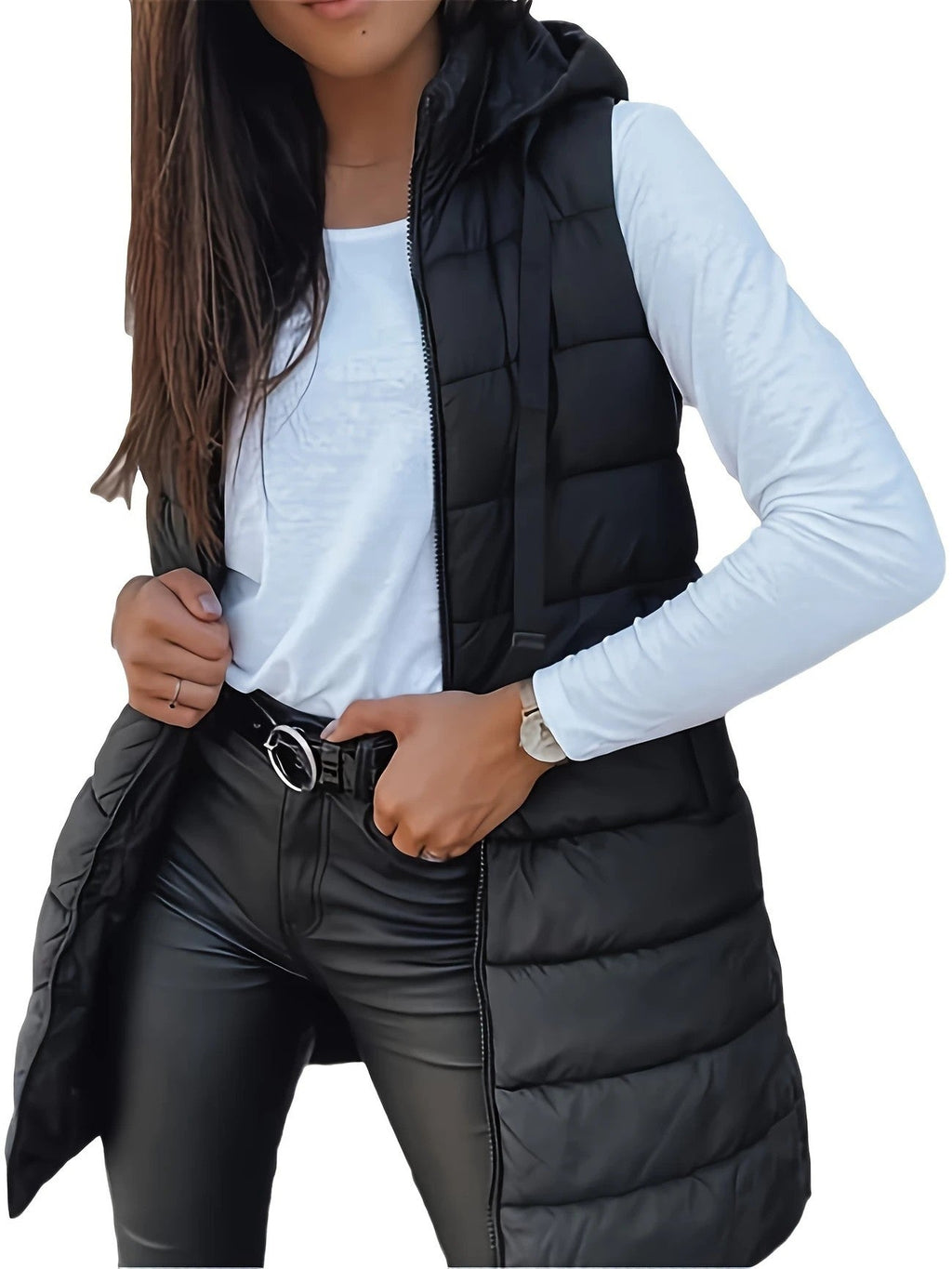 Stilvolle Damenweste im Slim-Fit-Design mit Kapuze und nützlichen Taschen - 9 - Annoboutique