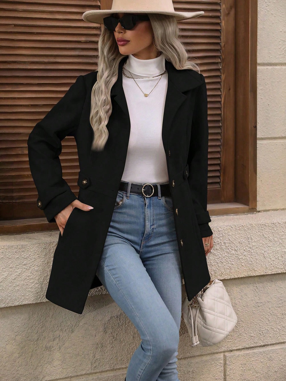 Modischer Damenmantel mit Knopfverschluss im Regular Fit - 11 - Annoboutique