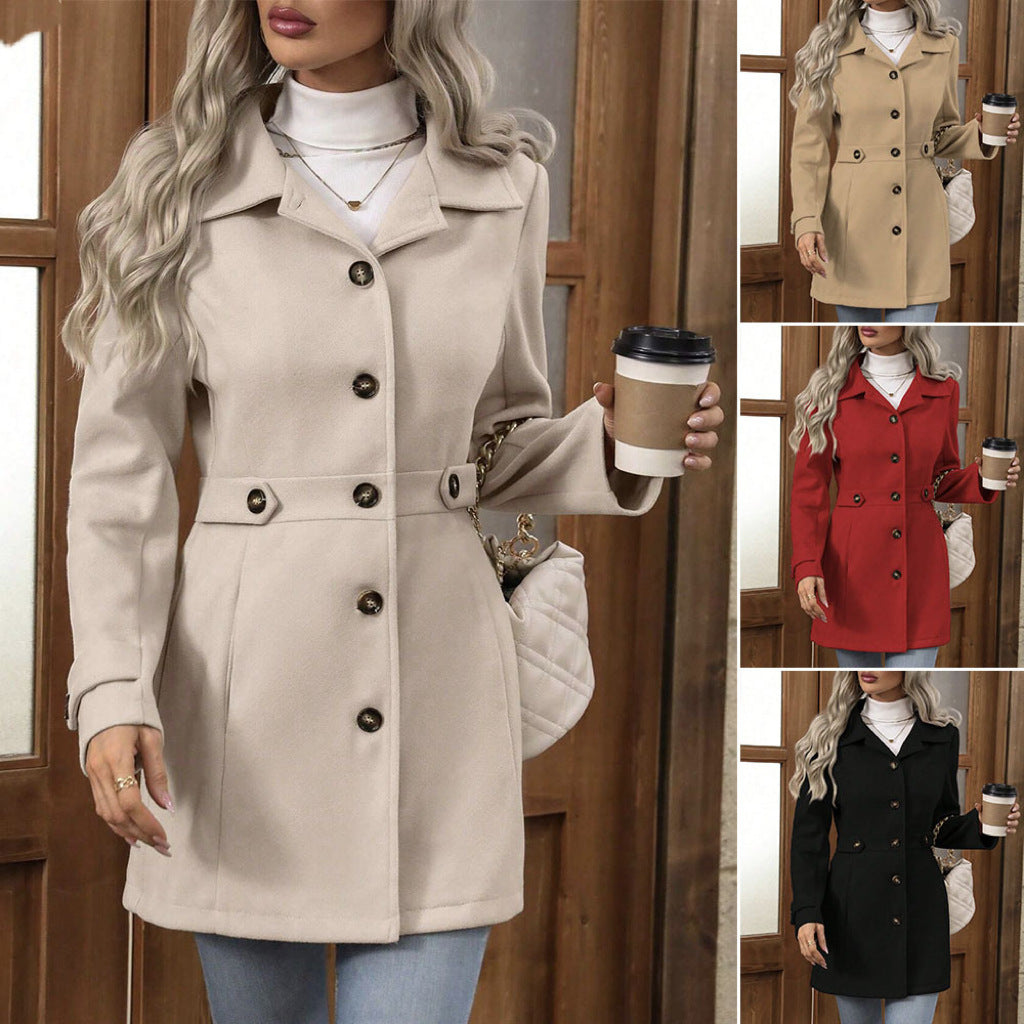Modischer Damenmantel mit Knopfverschluss im Regular Fit - 12 - Annoboutique