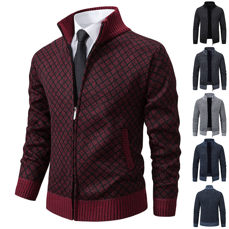 Herren Cardigan im modernen Slim Fit mit Stehkragen und Reißverschluss - 1 - Annoboutique