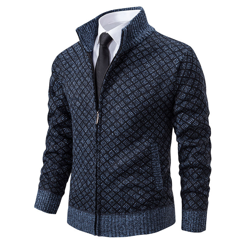 Herren Cardigan im modernen Slim Fit mit Stehkragen und Reißverschluss - 2 - Annoboutique