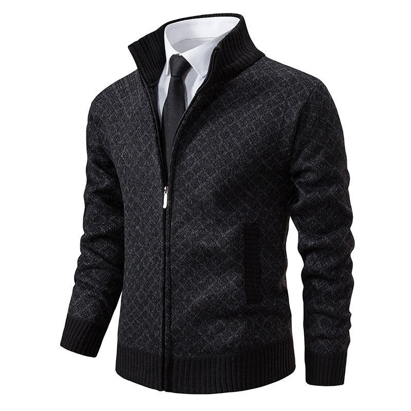 Herren Cardigan im modernen Slim Fit mit Stehkragen und Reißverschluss - 3 - Annoboutique