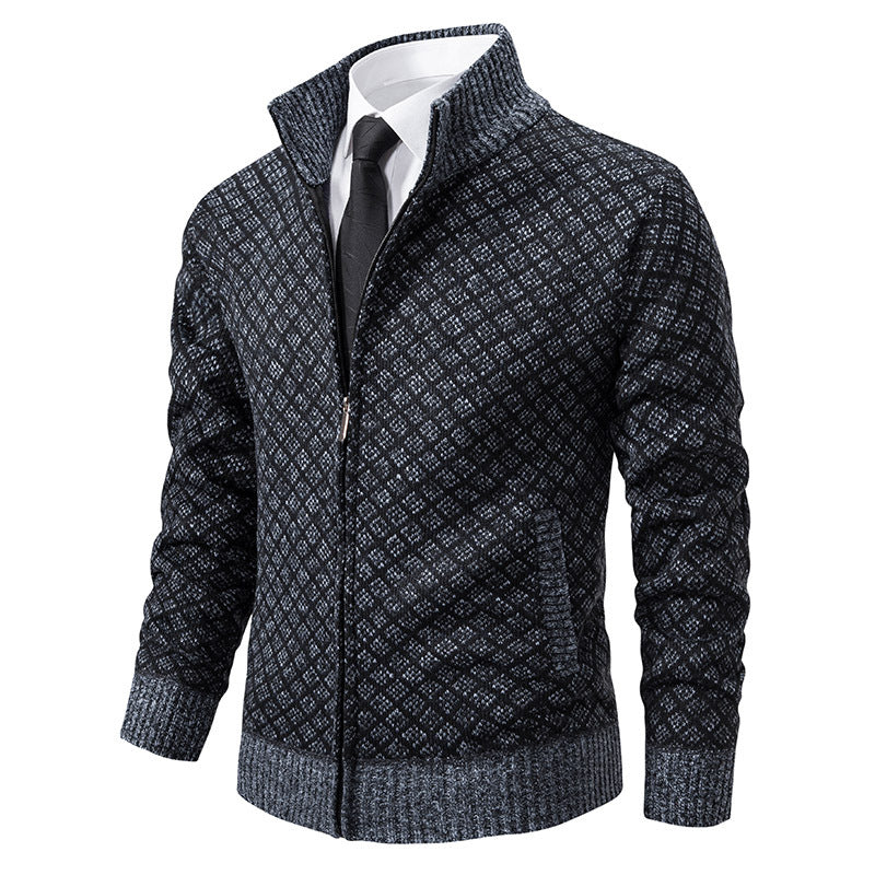 Herren Cardigan im modernen Slim Fit mit Stehkragen und Reißverschluss - 4 - Annoboutique