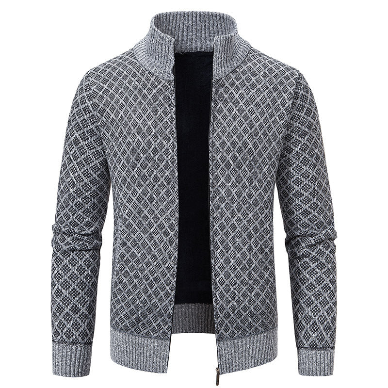 Herren Cardigan im modernen Slim Fit mit Stehkragen und Reißverschluss - 7 - Annoboutique