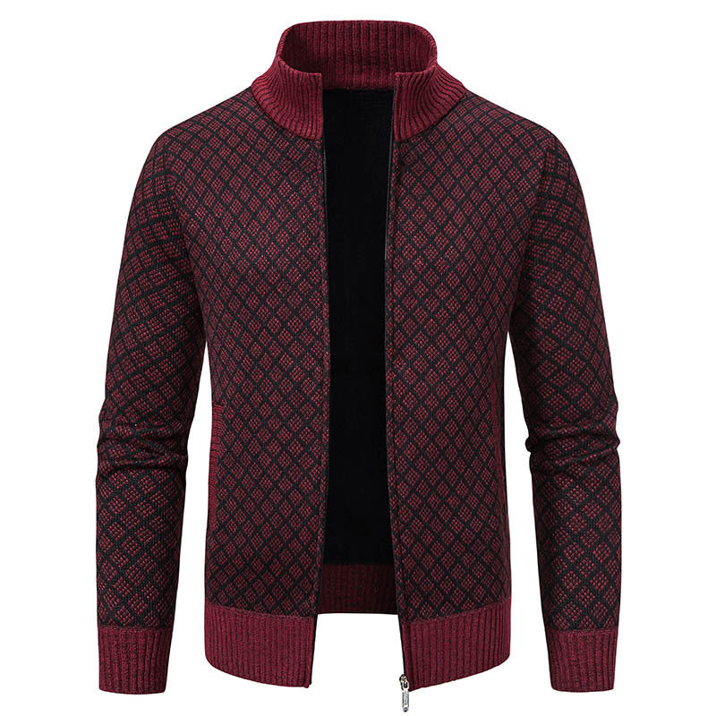 Herren Cardigan im modernen Slim Fit mit Stehkragen und Reißverschluss - 8 - Annoboutique