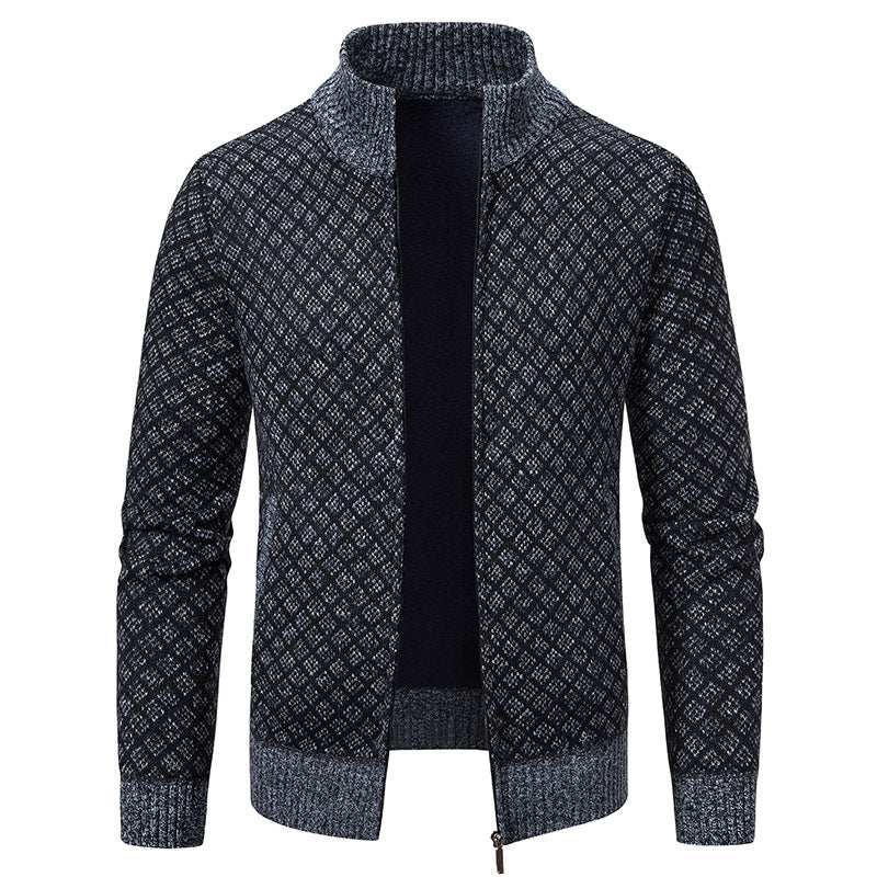Herren Cardigan im modernen Slim Fit mit Stehkragen und Reißverschluss - 10 - Annoboutique