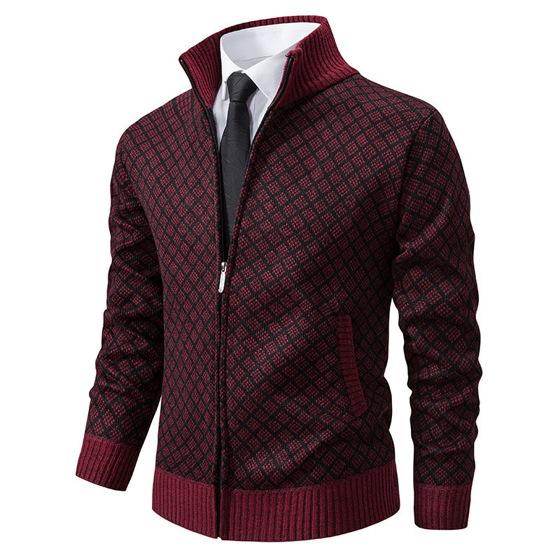 Herren Cardigan im modernen Slim Fit mit Stehkragen und Reißverschluss - 11 - Annoboutique