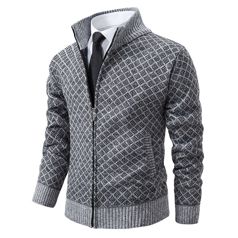 Herren Cardigan im modernen Slim Fit mit Stehkragen und Reißverschluss - 13 - Annoboutique