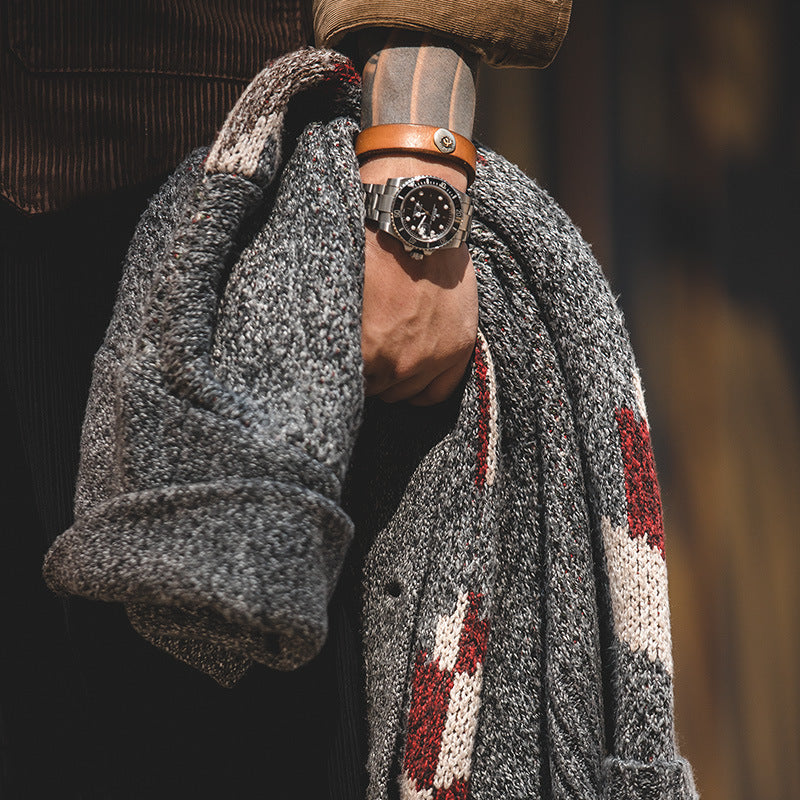 Herren-Cardigan mit modischem Reverskragen - 1 - Annoboutique
