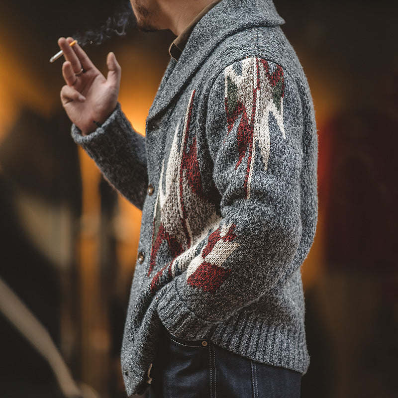 Herren-Cardigan mit modischem Reverskragen - 3 - Annoboutique
