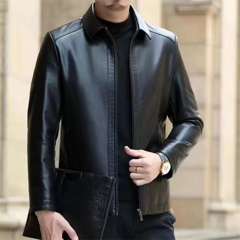 Herren Lederjacke mit modernem Stehkragen - 1 - Annoboutique