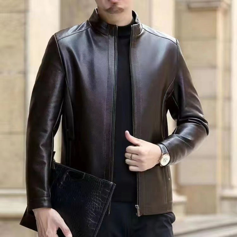 Herren Lederjacke mit modernem Stehkragen - 3 - Annoboutique