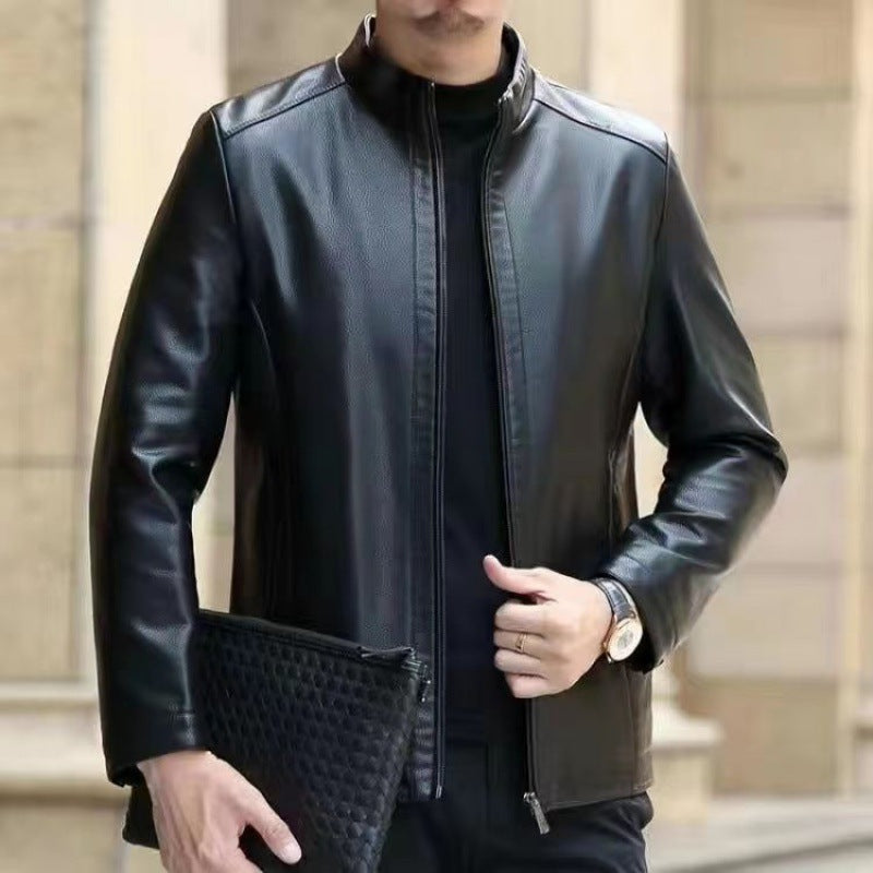 Herren Lederjacke mit modernem Stehkragen - 4 - Annoboutique