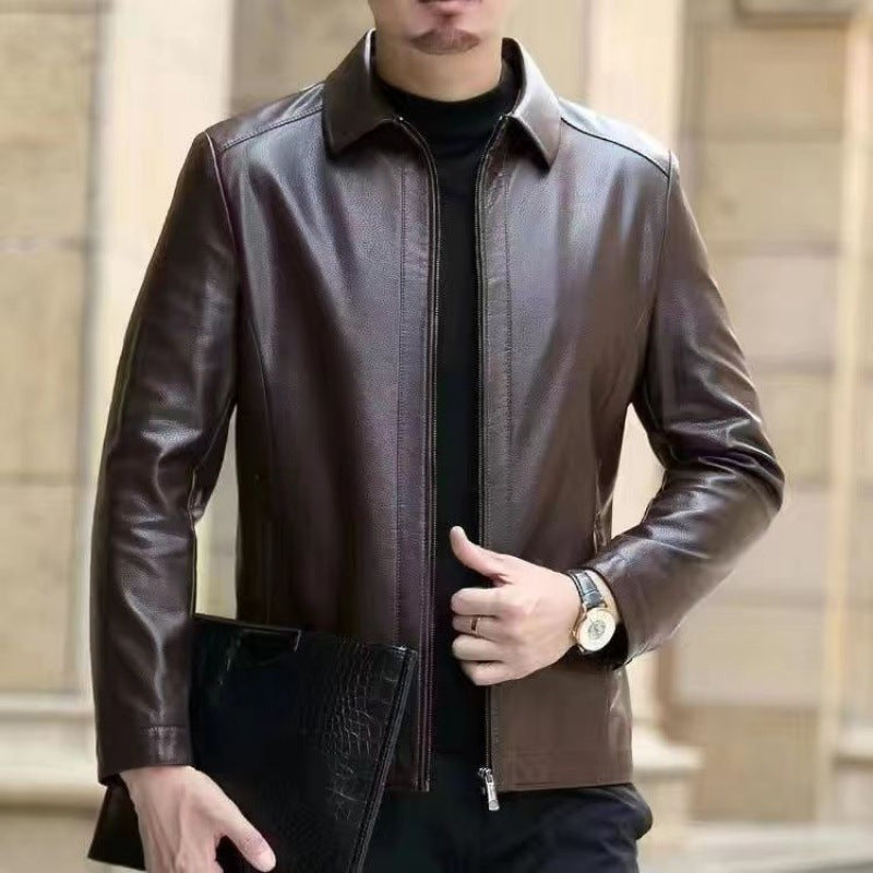 Herren Lederjacke mit modernem Stehkragen - 5 - Annoboutique