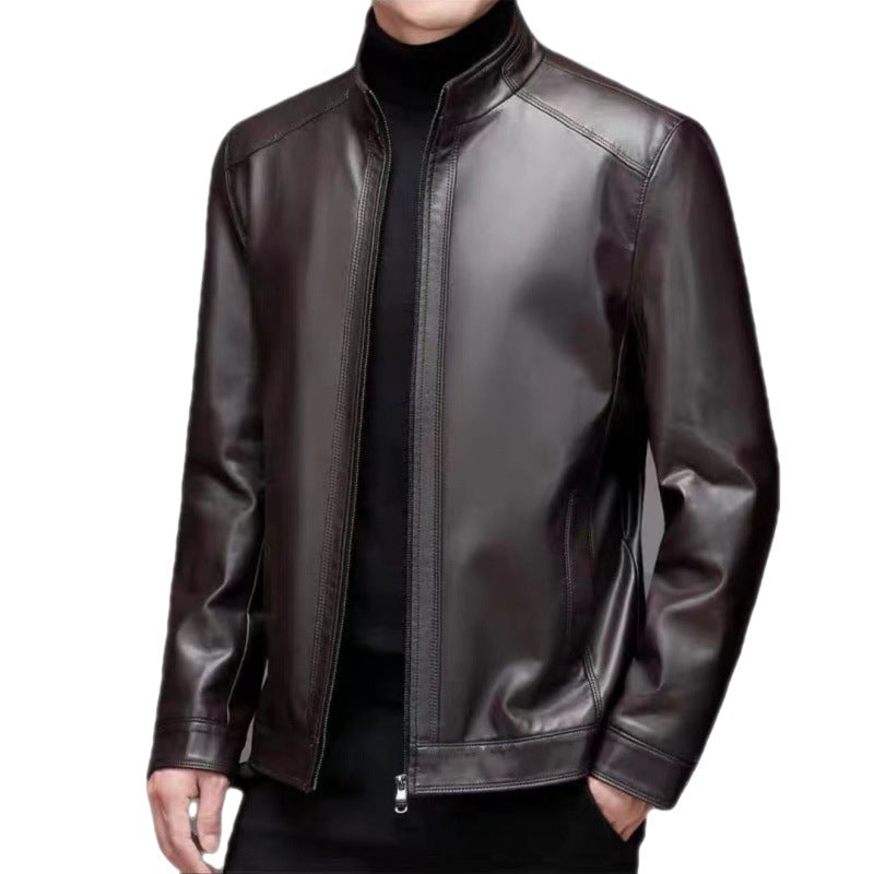 Herren Lederjacke mit modernem Stehkragen - 7 - Annoboutique