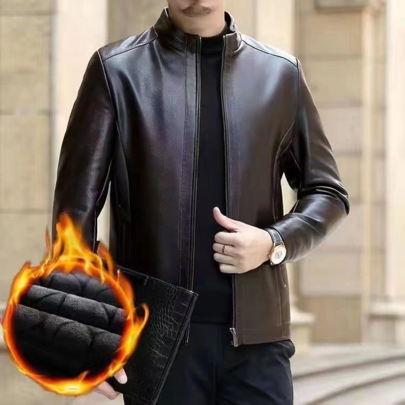 Herren Lederjacke mit modernem Stehkragen - 8 - Annoboutique