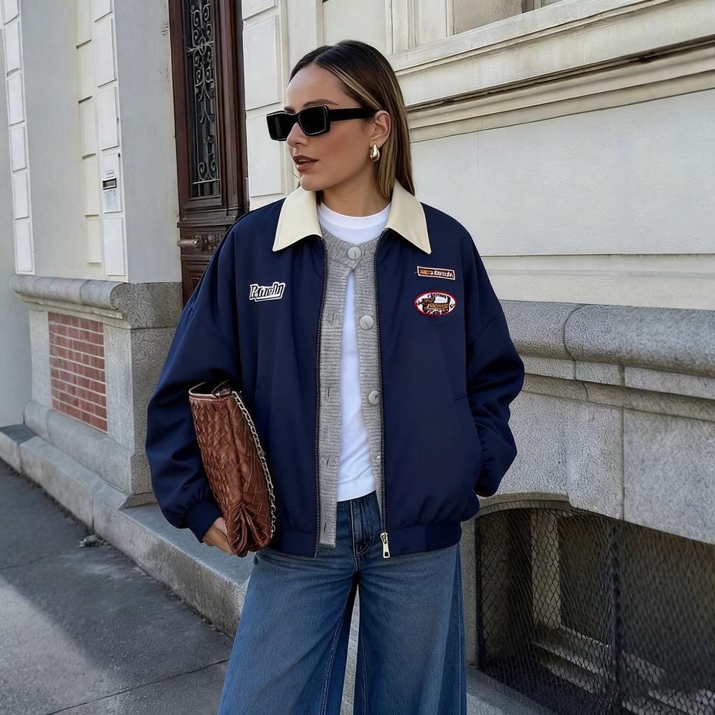Damen Bomberjacke im lässigen Design mit trendigen Patches - 1 - Annoboutique
