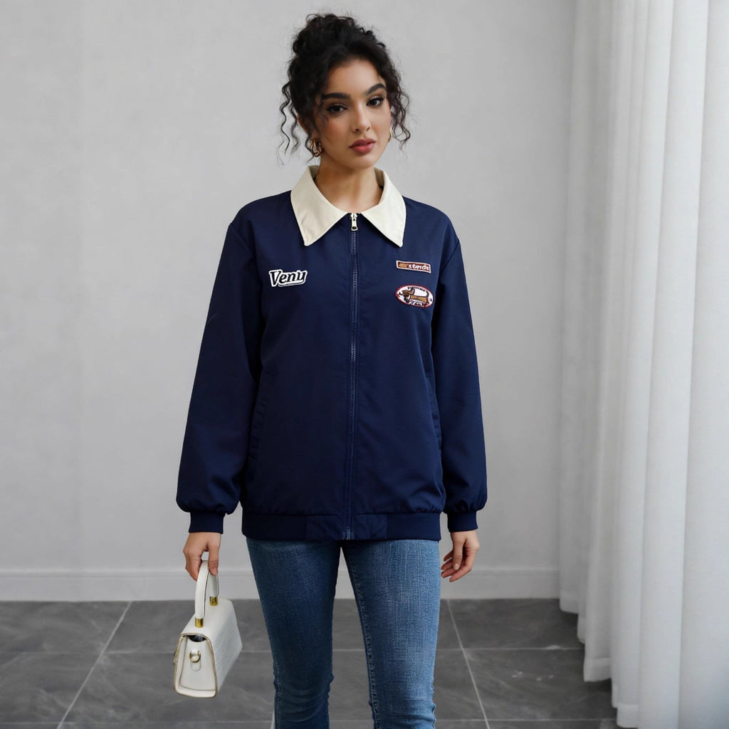 Damen Bomberjacke im lässigen Design mit trendigen Patches - 2 - Annoboutique