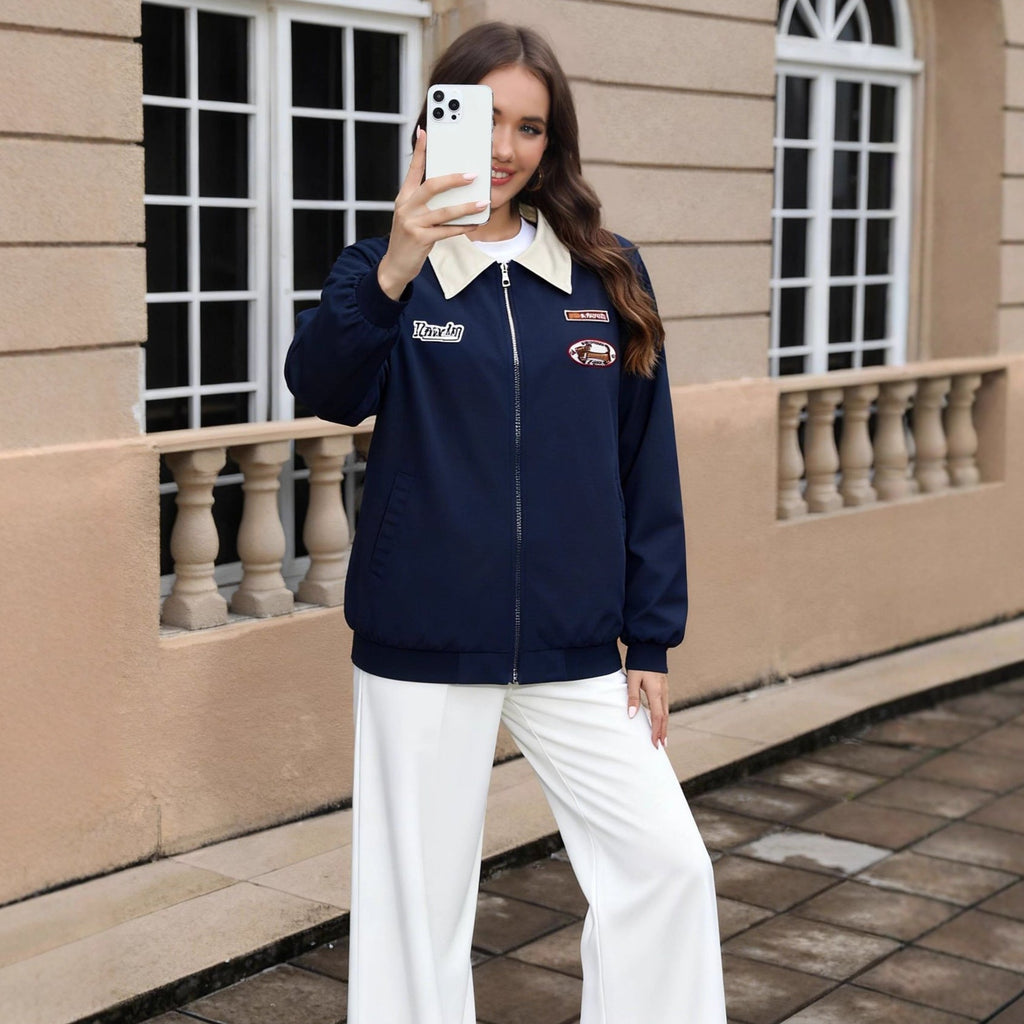 Damen Bomberjacke im lässigen Design mit trendigen Patches - 4 - Annoboutique