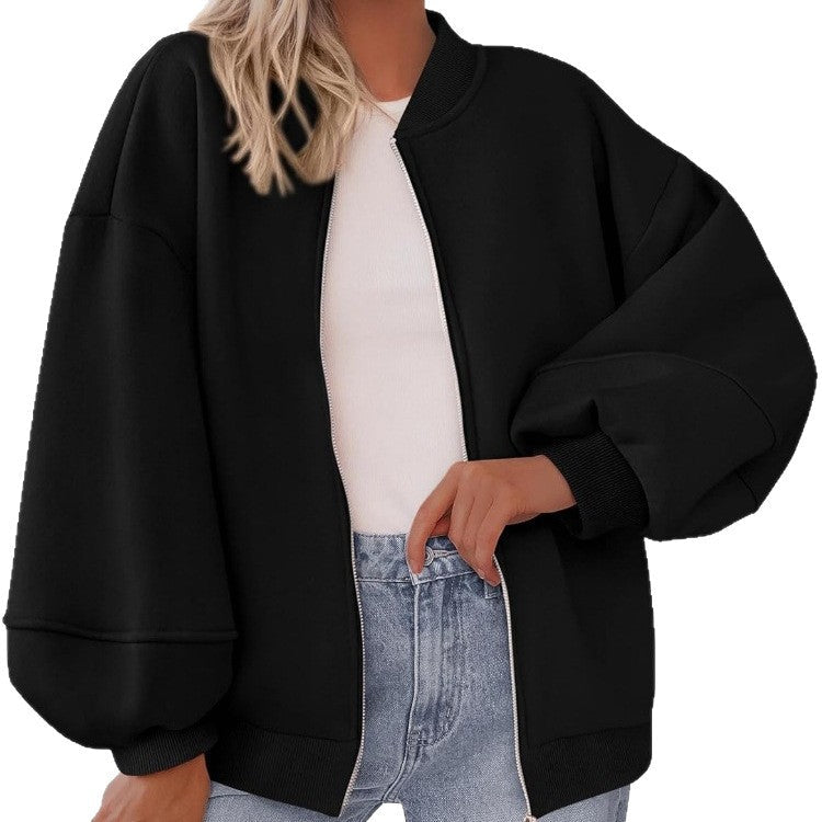Lässige Damen Bomberjacke mit Reißverschluss und großzügigen Ärmeln - 4 - Annoboutique