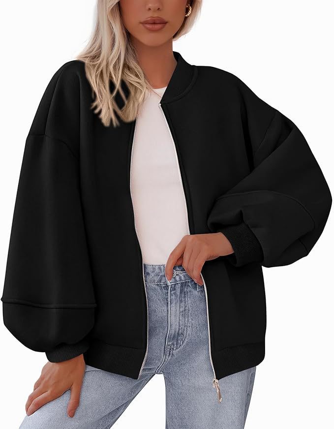 Lässige Damen Bomberjacke mit Reißverschluss und großzügigen Ärmeln - 5 - Annoboutique