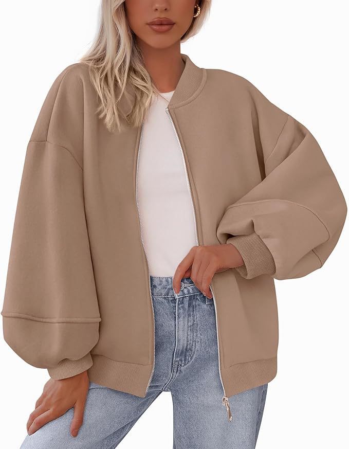 Lässige Damen Bomberjacke mit Reißverschluss und großzügigen Ärmeln - 6 - Annoboutique