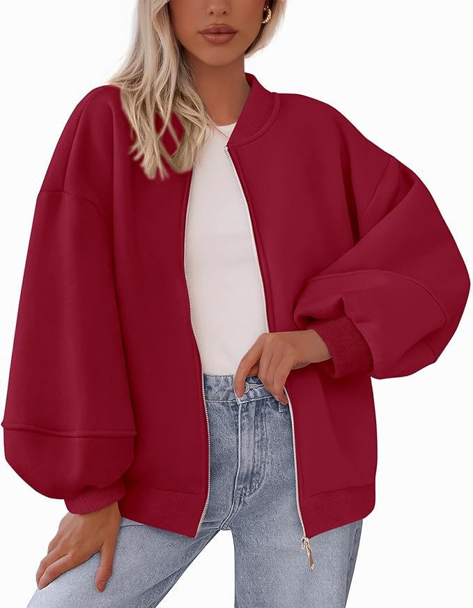 Lässige Damen Bomberjacke mit Reißverschluss und großzügigen Ärmeln - 10 - Annoboutique