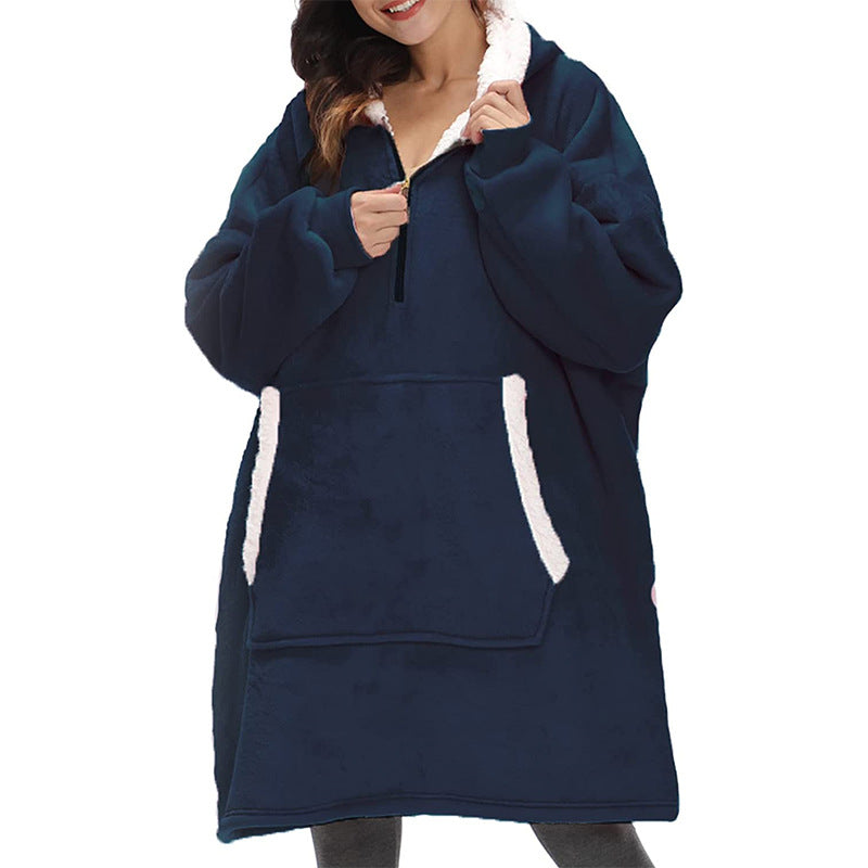 Damen Kapuzenpullover mit halbem Reißverschluss für gemütliche Momente - 3 - Annoboutique