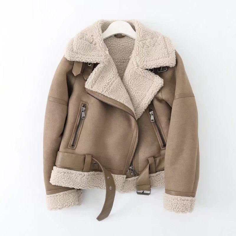 Stylische Motorradjacke für Damen mit modernem Kunstfellkragen - 1 - Annoboutique