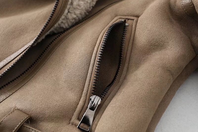 Stylische Motorradjacke für Damen mit modernem Kunstfellkragen - 2 - Annoboutique