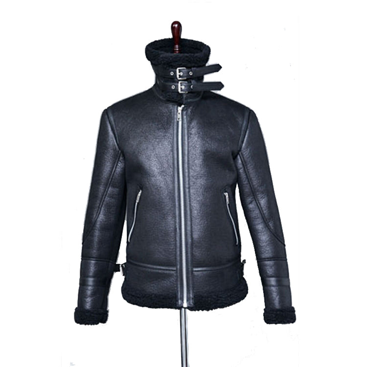 Stilvolle Herrenlederjacke mit gemütlichem Schafsfellkragen - 1 - Annoboutique