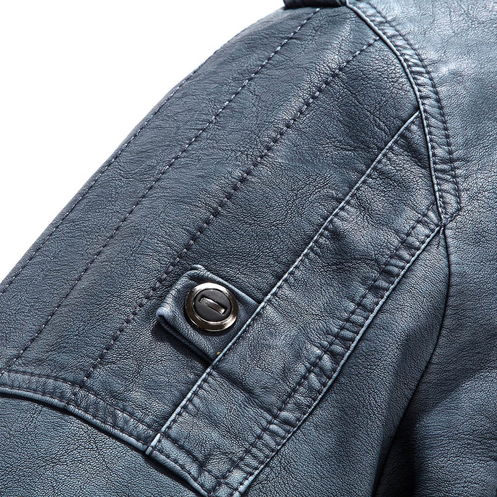 Herren Lederjacke mit modernem Stehkragen und praktischem Reißverschluss - 2 - Annoboutique