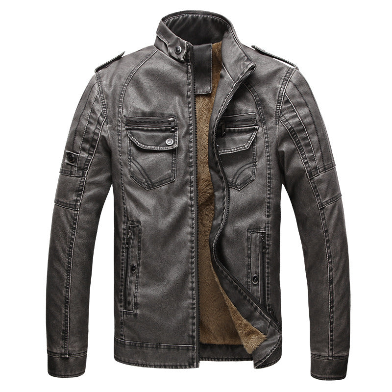 Herren Lederjacke mit modernem Stehkragen und praktischem Reißverschluss - 3 - Annoboutique